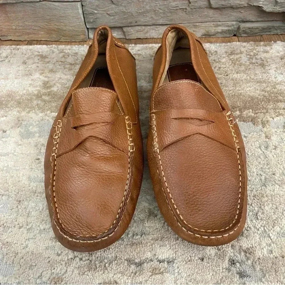 Donald Pliner Alondro Tan Leather Loafers Slip On Driving Shoes Camel Brown:11.5 - Picture 2 of 10